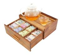 Les-Theresa Tea Bag Storage Wooden, Tea Box Organiser 8 Compartment Teabag Storage Drawers, Tea Station Organizer with Drawer Tea Caddy Box, Teabag Holder Container Boxes for Countertop