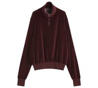 Les Tien Men's Velour Branded Half Zip Yacht Pullover Washed Red Mahogany