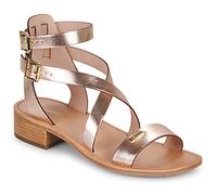 Hocean Leather Sandals with Low Heel Gold-Coloured