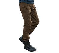 Les umes Mens Outdoor Cargo Work Trousers Cotton Tactical Combat Pants Multi Pocket Camping Hiking Trousers Z-Brown 40/Lable Size 3XL