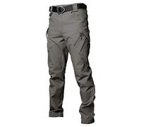 Les umes Mens Outdoor Cargo Work Trousers Cotton Tactical Combat Pants Multi Pocket Camping Hiking Trousers Grey 40/Lable Size 3XL
