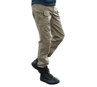 Les umes Mens Outdoor Cargo Work Trousers Cotton Tactical Combat Pants Multi Pocket Camping Hiking Trousers Z-Khaki 38/Lable Size 2XL