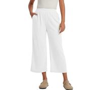 Les umes Women's Linen Rayon Blend Harem Trousers with Pockets White XL