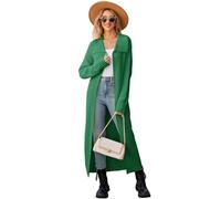 Les umes Womens Long Cardigan Sweaters Open Front Lapel Knit Sweater Long Sleeve Maxi Outwear Coat Green S