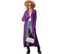 Les umes Womens Long Cardigan Sweaters Open Front Lapel Knit Sweater Long Sleeve Maxi Outwear Coat Purple S