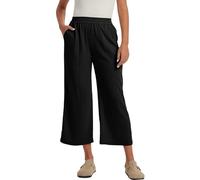 Les umes Womens Wide Leg Pants High Waist Linen Rayon Blend Harem Trousers Plus Size with Pockets Elastic Waist Casual Summer Black XXL