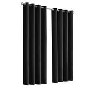 LES4U Curtains Eyelet Woven Thermal Blackout Insulated Pair Window Treatment Super Soft Light Reducing 2 Panels Ring Top Curtains for Bedroom and Living Room (Black, W66 x L54 Inch)