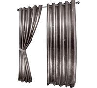LES4U Luxury Crushed Velvet Ombre Eyelet Curtains 2-Tone Pair 2 Ring Top Panels Tonal Gradient Sparkle Velvet Thermal Lined with Glitzy Diamante Ties (Mink/Champagne, W66 x L90 Inch)