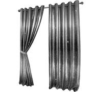 LES4U Ombre Crushed Velvet Eyelet 2-Tone Curtains Pair 2 Panels Sparkle Velvet Thermal Lined Ring Top with Glitzy Diamante Ties, Tonal Gradient Curtains (Silver/Grey, W90 x L90 Inch)