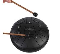 LeSage Buddha Stone Drum Steel Tongue Drum 6 inch 11 note Mini Handpan Drums with Drum Sticks Sound Healing Instruments Ethereal Drum Tone Therapy Black