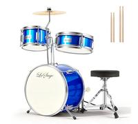 LeSage Kids Drum Set, 14 inch 3-Piece Drum Set for Beginners Junior Drums Set with Adjustable Throne, Two Pairs of Drumsticks, Cymbal, Pedal,Tom Snare Bass, Starter Drum Kit for Children, Blue