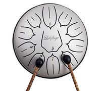 LeSage Steel Tongue Drum 6 Inch 11 Note Ethereal Drum Buddha Stone Drum Yoga Meditation Instrument Metal Drum for Sound Healing Handpan Percussion with Carry Bag Silver