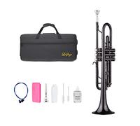 LeSage Student Trumpets Standard Bb Brass Trumpet for Beginner Black Trumpet b Flat with 7c Mouthpiece Trumpet Cleaning Kit Valve Oil Trumpet Case