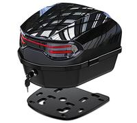 LESANM 35L Motorcycle Top Case, Tail Box Trunk Lockable Storage Carrier Plastic Case for Helmet Luggage, Waterproof Motorcycle Top Box - Black