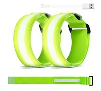 LESANM Running Lights for Runners 2-Pack Rechargeable LED Reflective Armbands for Night Running, Jogging, Cycling, Outdoor Sports, and Climbing - USB Rechargeable, Unisex