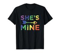 Lesbian Couple She's Mine Matching LGBT Pride Value Graphic T-Shirt, Men, Black, L