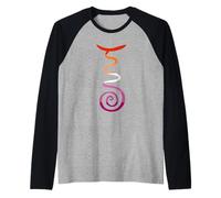 Lesbian Flag Fire Serpent Reiki Symbol Yoga Spiritual Raglan Baseball Tee