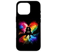 Lesbian Girls Kissing on Tree Branch Rainbow Silhouette Case for iPhone 16 Pro