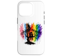 Lesbian Girls Kissing on Tree Branch Rainbow Silhouette Case for iPhone 16 Pro