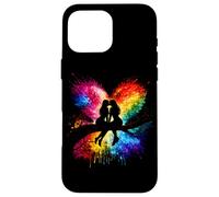Lesbian Girls Kissing on Tree Branch Rainbow Silhouette Case for iPhone 16 Pro Max