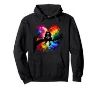 Lesbian Girls Kissing on Tree Branch Rainbow Silhouette Pullover Hoodie