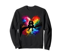 Lesbian Girls Kissing on Tree Branch Rainbow Silhouette Sweatshirt