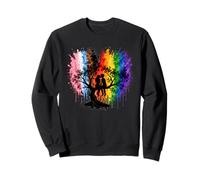 Lesbian Girls Kissing on Tree Branch Rainbow Silhouette Sweatshirt