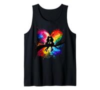 Lesbian Girls Kissing on Tree Branch Rainbow Silhouette Tank Top