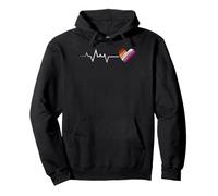 Lesbian Heartbeat Striped Flag Heart Pride Aesthetic Pullover Hoodie