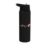 Lesbian Heartbeat Striped Flag Heart Pride Aesthetic Stainless Steel Insulated Water Bottle