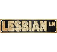 Lesbian Ln Metal Tin Sign Funny Vintage Slim Street Tin Signs Wall Art Decor Iron Poster for Home Farmhouse Bar Cafe Garage Indoor Outdoor Gift 4x16 Inch