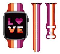 Lesbian Pride Bands Compatible with Apple Watch Band 42MM 44MM 45MM, Silicone Strap Wristbands Compatible with iWatch Bands Series SE 7 6 5 4 3 2 1 for Women Men