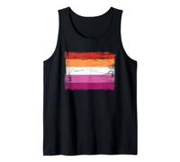 Lesbian Pride Flag - Distressed Paint - 5 Stripe Sunset Tank Top
