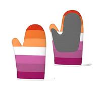 Lesbian Pride Flag Oven Mitts Pot Holders Resistant Silicone Oven Gloves for Kitchen Baking Cooking BBQ
