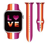 Lesbian Pride Flag Watch Band Compatible with Apple Watch 38mm 40mm 41mm 42mm 44mm 45mm for Women Men Gifts Sport Silicone Wristbands Strap for IWatch Series 7 6 5 4 3 2 1(42mm/44mm)