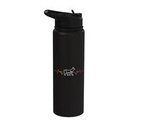 Lesbian Pride Heartbeat Walking Cat Minimalist Art Stainless Steel Insulated Water Bottle