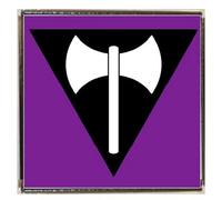 Lesbian Pride (Labrys) LGBTQ Rainbow Silver Colour Square Badge With A Velveteen Bag