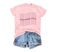 Lesbian Pride Shirt Women LGBTQ Letter Print Tee Kiss More Girls Shirts Pride Month Outfits 2025 New