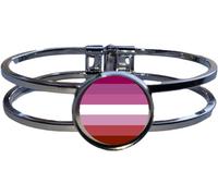 Lesbian Stipes Pride LGBTQ Silver Colour Copper Bracelet And Velvet Gift Bag
