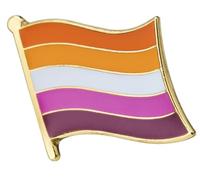 Lesbian Sunset Pride Sexuality LGBTQ Flag Metal Enamel Pin Badge Lapel - 1.9cm x 1.6cm - Hard Enamel Lesbian Flag Colors - LGBTQ+ Identity Symbol for Jacket
