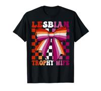 Lesbian Trophy Wife Pride Flag LGBTQ Coquette Bow T-Shirt