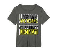 Lesbians are Vegan They Don't Like Meat T-Shirt, Women's Plus, Asphalt Grey, 1X