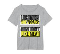 Lesbians are Vegan They Don't Like Meat T-Shirt, Women's Plus, Heather Grey, 1X