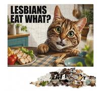 Lesbians Eat What Cat Wooden Jigsaw Puzzle, Adult Activity, 500 Pieces | New Year puzzle activity with activity for family time at your own pace.