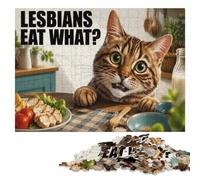 Lesbians Eat What Cat Wooden Picture Puzzle for Adults, 300 Pieces | Clear image details - less screen time at home at your own pace.