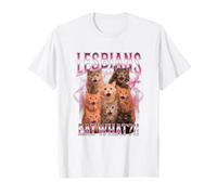 Lesbians Eat What Funny Cat Gay Pride LGBTQ Pun Men Women T-Shirt