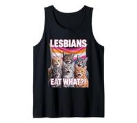 Lesbians Eat What?! Funny Cat Gay Pride LGBTQ Pun Tank Top