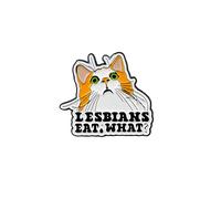 Lesbians Eat What Funny Cat LGBTQ Pride Enamel Pin, Cute Lesbians Humor Pin Brooch, Sarcastic LGBT Cat Humor Brooch Badge, Rainbow Pride Gift For Gay Bisexual Transgender Queer Homosexual, Funny