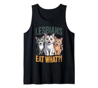 Lesbians Eat What Funny LGBTQ Pun Gay Pride Adult Humor Cat Tank Top