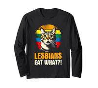 Lesbians Eat What - Funny Pun Cat Gay Pride Month LGBTQ Long Sleeve T-Shirt